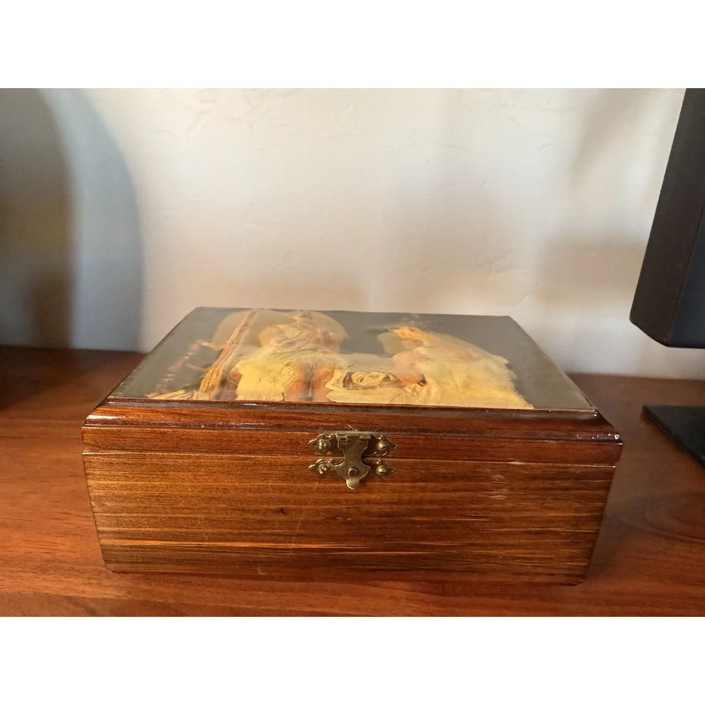 Antique Handmade Jewlery Music Box made by Doris, local artist 8x5x3.75